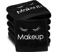 Shimeyao 6 Pcs 13 x 13 Inch Black Makeup Washcloths Reusable Make up Towels Cotton Cosmetic Towels Water Absorbent Face Washcloths for Women Skin Care