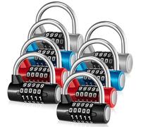 Shimeyao 8 Pcs 5 Combination Lock Metal 5 Digit Lock Heavy Duty Word Gym Locker Keyless Resettable Safety Padlock for Gym Locker Toolbox Hasp Cabinet, 4 Color (Number)