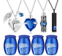 Shimeyao 8 Pieces Cremation Urn Set for Ashes Sharing Urns for Human Adult Female Male Mini Keepsake Waterproof Memorial Ashes Holder(Dark Blue)