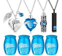 Shimeyao 8 Pieces Cremation Urn Set for Ashes Sharing Urns for Human Adult Female Male Mini Keepsake Waterproof Memorial Ashes Holder(Light Blue)