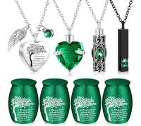 Shimeyao 8 Pieces Cremation Urn Set for Ashes Sharing Urns for Human Adult Female Male Mini Keepsake Waterproof Memorial Ashes Holder(Dark Green)