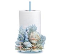 Shimeyao Beach Seashell Metal Paper Towel Holder Ocean Seashell Coral Starfish Kitchen Decor Accessories Large Metal Towel Holder Stand Coastal Decor for Kitchen Bathroom Home