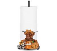 Shimeyao Fall Highland Cow Metal Paper Towel Holder Highland Cow Fall Kitchen Decor Autumn Farmhouse Large Metal Towel Holder Stand for Kitchen Bathroom Home