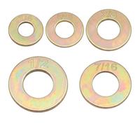 Shimeyao Grade 8 SAE Extra Thick Flat Washer Assortment Kit, 150 Pieces 1/4", 5/16", 3/8", 7/16", 1/2" Yellow Zinc Alloy Steel for Automotive Industrial Heavy-Duty Assembly