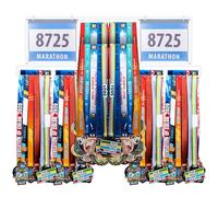 Shimeyao Race Bib and Medal Display Hanger, Metal Rack Holder Wall Mounted Award Rack for Runners, Displays Over 100 Medals and 200 Race Bibs (White)