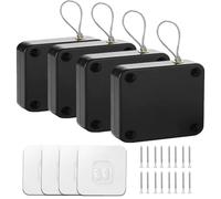 SHIMIDO Upgraded Retractable Automatic Door Closer - Tool-Free Installation, Powerful 3.5lb Pull Shuts Doors Completely - Compact Universal Fit for Screen, Sliding & Almost All Doors（4 Pack Black）