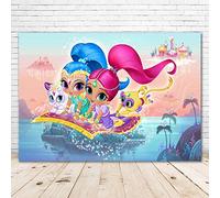 Shimmer and Shine Birthday Backdrop 7x5 Pink Candyland Castle Magic Carpet Photo Background Party Supplies for Girl Vinyl Backgrounds Backdrops for Kids