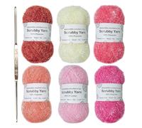 Shimmer Craft Yarn - Crochet Thread for Dishcloths | 100% Polyester with 1mm Thickness, 50g Roll About 110m Length, Soft Shine Texture, Easy Weaving Material, Kitchen Towels
