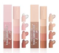 Shimmer Cream Eyeshadow Stick Set, 2PCS 4 Color Powder Metallic Shimmer Eyeshadow Pen Crayon, Waterproof & Long-Lasting Highlighting Pigmented Shiny Eye Shadow Pencil Create Glitter Eye Makeup