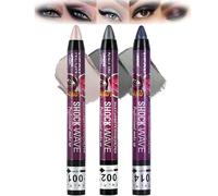 Shimmer Eyeshadow Pencil Set, Pink, Silver-Grey And Navy, 3-Pack | Pointed Colour Tips For Direct, Targeted Application, Compact Crayon Format For Daily Make-Up, Smoky Or Evening Eye Looks