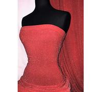 Shimmer Glitter Slinky Stretch Fabric | Stretchy Dressmaking/Dancewear Material | Sold by The Metre | by Tia Knight (Red/Silver Q1183 RDSLV)