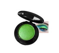 Shimmer Green Eyeshadow, Single Eye Shadow Palette Pearl Gold Sparkle Diamond, Waterproof Glitter Pressed Makeup Powder, Eyes Make up for Christmas, Gift for Women with Brush Mirror