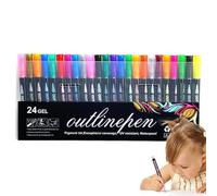 Shimmer Markers, Glitter Drawing Pens - Christmas Art Supplies Outline Marker, Outline Gel Pen For Christmas Greeting- Cards