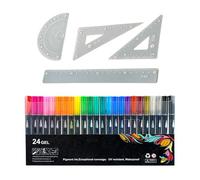 Shimmer Markers Outline Pens - Squiggles Glitter Drawing Pen Set with Ruler, Double Line Art Markers for Writing, Coloring, Greeting Cards | Craft School Supplies