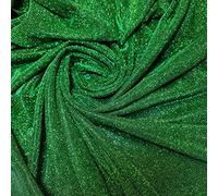 SHIMMER MOONLIGHT SHINY STRETCH GLITTER NYLON BACKDROP STARDUST FABRIC (10 Colours) (By the Meter) (Emerald Green)