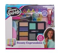 Shimmer N Sparkle Beauty Expressions Tween Makeup Case with Palette, Brushes, Lip Gloss & Customisable Stickers