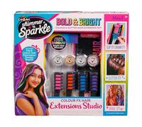 Shimmer N Sparkle Colour Fx Hair Extensions Studio Clip In, Washable Hair Extensions For Kids With Hair Chalk Combs Hair Gems And Glitter Gel