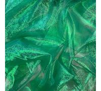 Shimmer Organza Two Tone Fabric Pearlescent Iridescent Draping Display Dress Costume Bridal Wedding Veil Material | 51" - 130cm Wide | Sold per Metre (Emerald Green)