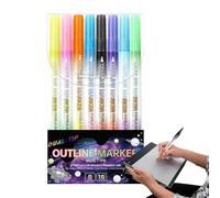 Shimmer Outline Markers, Glitter Pens, Double Side Doodle Markers for Kids Adults Greeting Birthday Cards Calendar Planning Craft Project