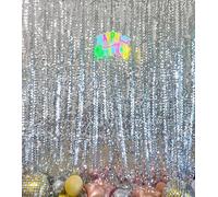 Shimmer Photobooth Backdrop,9x8FT Glitter Sequin Curtain - 18MM Big Sequin Panel Perfect for Wedding Thanksgiving Baby Shower(Silver)