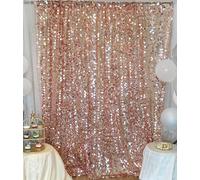 Shimmer Photobooth Backdrop,9x8FT Glitter Sequin Curtain - 18MM Big Sequin Panel Perfect for Wedding Thanksgiving Baby Shower (Rose Gold)