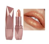 Shimmer Pink Metallic Pearl Glitter Lipstick, Long Lasting Full Coverage, Moisturizing & Waterproof, Silky Smooth Creamy Texture, High-Shine Sparkle Lip Makeup for Women (03)