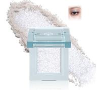 Shimmer Pressed Eyeshadow in Silver Glitter - Highlighter for Inner Corner and Eyelids, Waterproof Buildable Blendable Formula, Long-Lasting Sparkle Finish for Face and Eyes (#02)