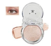 Shimmer Rose Gold Powder Eyeshadow - Bear-Shaped Compact with Mirror for Everyday Wear and Special Occasions, Highly Pigmented, Blendable, Waterproof, Long-Lasting Eye Makeup in Champagne Hue