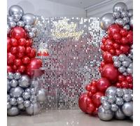 Shimmer Silver Sequin Panel - 24 Piece Party Background for Engagement & Anniversary Stage Decor