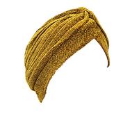 Shimmer Stretch Turban Cap Beanie Headband Hair Accessory Wrap Hat Hijab Plain Glitter Chemo (Gold)