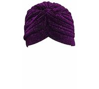 Shimmer Stretch Turban Cap Beanie Headband Hair Accessory Wrap Hat Hijab Plain Glitter Chemo (Purple)