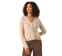 Shimmer V-Neck Ribbed Cardigan Roman Natural S