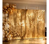 Shimmer Wall Backdrop 36 Pack, Silver Sequin Photo Booth Panels for Parties | 30x30cm, Reusable, Easy Assembly, for Wedding, Prom, Birthday, Photo Booth, Sparkle, Durable, Golden