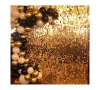 Shimmer wall backdrop 9/12/16/18pcs Matte Gold Black Sequin Shimmer Wall Panels for Birthday Party Wedding Marriage Decorations Backdrop(Color 16,9pcs)