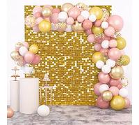 Shimmer Wall Backdrop Glitter Square Sequin Panel-36PCS Gold Photo Backdrops for Birthday Party Decoration Wedding Engagement Anniversary Advertising Wall