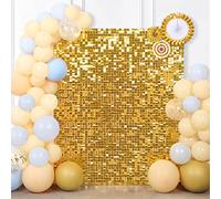 Shimmer Wall Decor Sequin Panels - Gold Backdrop Panels (Pack of 24) for Parties