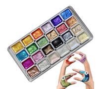 Shimmer Watercolor Paint Set | 24 Colors Watercolor Painting Set | Glitter Watercolour Solid Paint Box | Crafts Painting Kits For Students, Professional Artists, Beginning Watercolorists