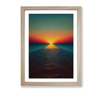 Shimmering Abstract Sunset Framed Print | A2 Oak Framed Wall Art | Ready to Hang | Abstract Landscape Picture | Living Room Bedroom Lounge Office