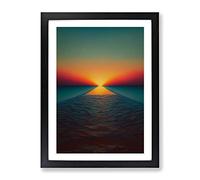 Shimmering Abstract Sunset Framed Print | A4 Black Framed Wall Art | Ready to Hang | Abstract Landscape Picture | Living Room Bedroom Lounge Office
