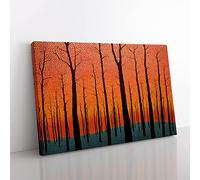 Shimmering Abstract Trees Forest Canvas Wall Art Print Ready to Hang, Framed Picture for Living Room Bedroom Home Office Décor, 76x50 cm (30x20 Inch)