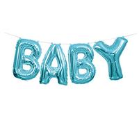 Shimmering Blue Baby Letter Foil Balloon Banner Kit (35cm) 1 Set - Perfect for Parties and Events