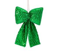 Shimmering Checkered Fabric Bowknot Ornament Hanging Embellishment For Wrapping Decoration Glittering Fabric Bowknot Christmas Decoration