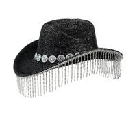 Shimmering Cowboy Hats With Fringes For Proms Banquets Party Sequins Cowboy Hats For Adult Teen Taking Photo Woman Western Felts Male Male Western Felts Woman With String