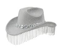 Shimmering Cowboy Hats With Fringes For Proms Banquets Party Sequins Cowboy Hats For Adult Teen Taking Photo Woman Western Felts Male Male Western Felts Woman With String