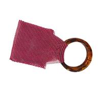 Shimmering Crystal Accent Phone Storage Bag Sparking Diamonds Handbag Handmade Cosmetic Case with Resin Handle Handmade Woven Cosmetic