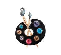 Shimmering Crystal Enameled Brooch In Artist Palette Design Smooth Colored Unisex Fashion Accessory Zincs Alloy Jewelry Handmade Art Pin