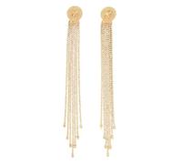 Shimmering Crystal Set Alloy Long Dangle Earrings with Flowing Tassels Enhancing Movement and Charm At Social Gatherings Dangle Earrings