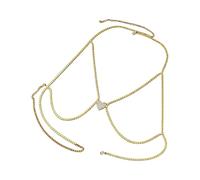 Shimmering Diamonds Heart Shape Tassels Necklace Body Jewelry Metal Texture Suitable for Date Night and Special Occasions Adjustable Chest Jewelry
