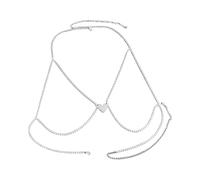 Shimmering Diamonds Heart Shape Tassels Necklace Body Jewelry Metal Texture Suitable for Date Night and Special Occasions Adjustable Chest Jewelry