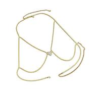 Shimmering Diamonds Heart Shape Tassels Necklace Body Jewelry Metal Texture Suitable for Date Night and Special Occasions Evening Wear Accessory